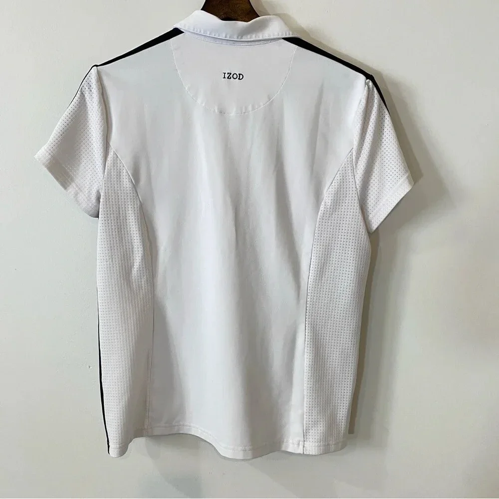 IZOD x-tra dry 1/4 Zip White and Black Polo Shirt Size M - Picture 4 of 16